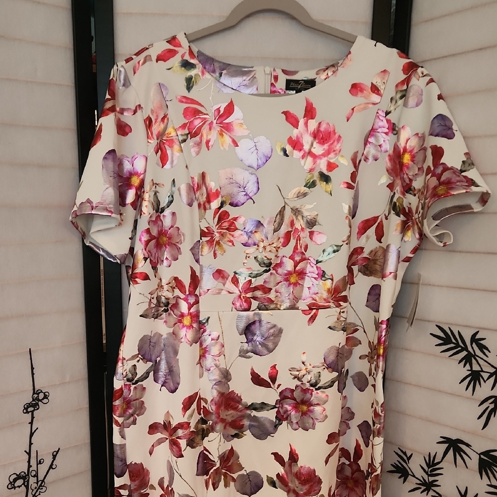 Floral Metalic Foil Print Women's Dress